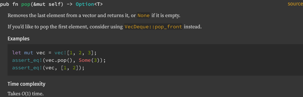 `Vec::pop` documentation